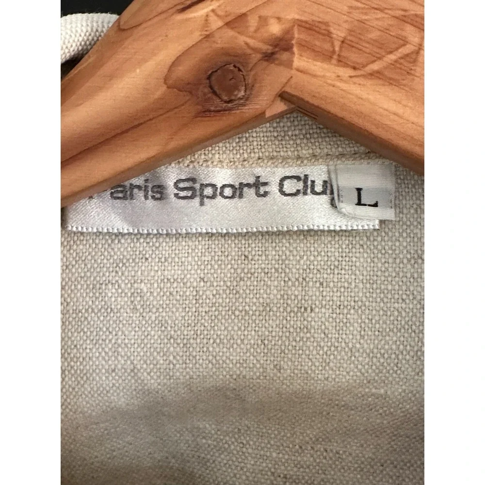Vintage‎ Womens Paris Sport Club Linen Jacket Cream Ivory Large Buttons